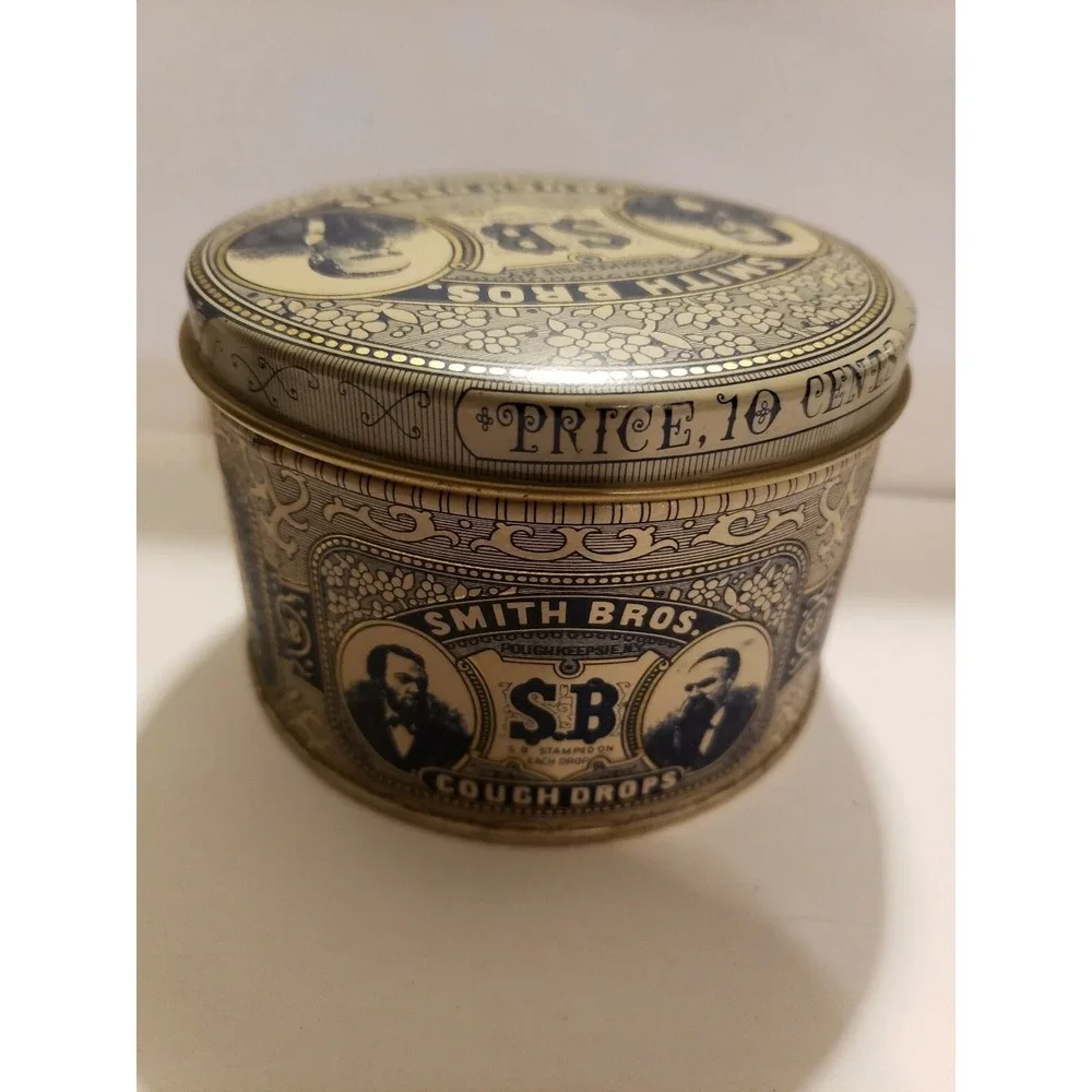 Vintage Smith Bros S.B. Cough Drops Tin Container Advertising‎ collectible C-6